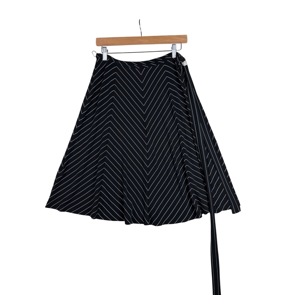 Talbots Striped A-line Belted Skirt‎ size 4 Black/White